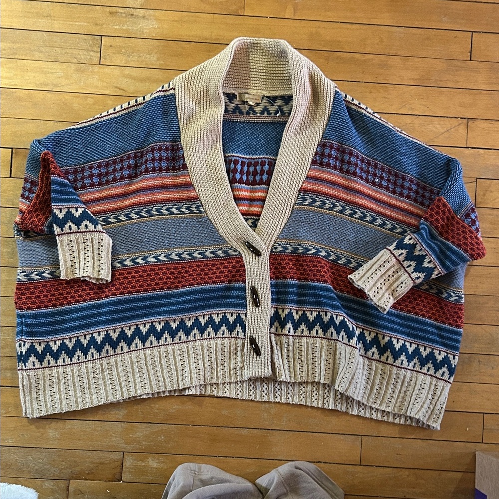EUC Urban Decay Blue and Cream Knit Sweater